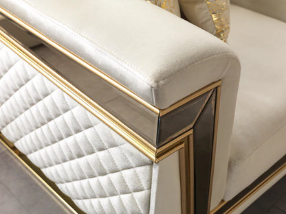 Anica Ivory Velvet Sofa &amp; Loveseat