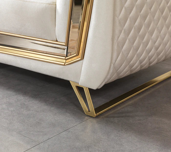 Anica Ivory Velvet Sofa &amp; Loveseat