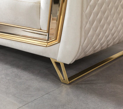 Anica Ivory Velvet Sofa &amp; Loveseat