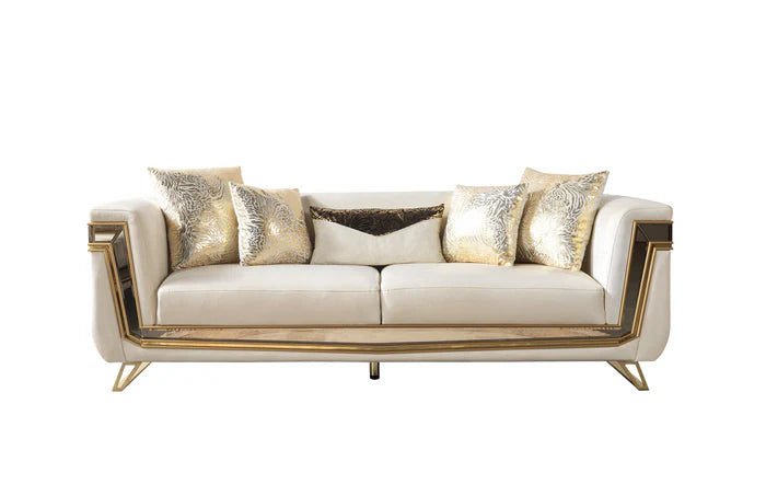 Anica Ivory Velvet Sofa &amp; Loveseat