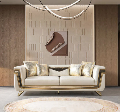 Anica Ivory Velvet Sofa &amp; Loveseat