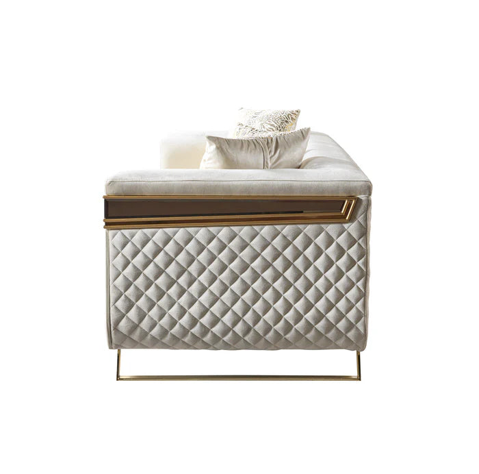 Anica Ivory Velvet Sofa &amp; Loveseat