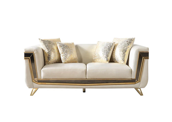 Anica Ivory Velvet Sofa &amp; Loveseat