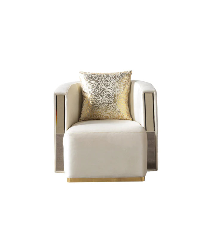 Anica Ivory Velvet Sofa &amp; Loveseat