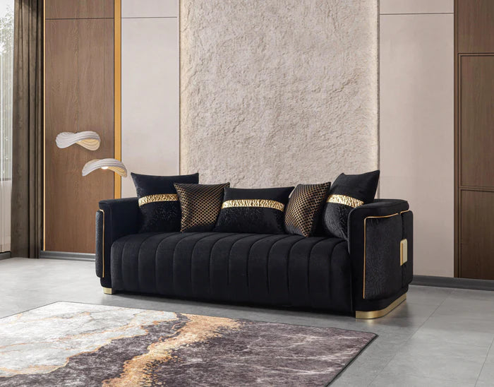 Carlina Black Velvet Sofa