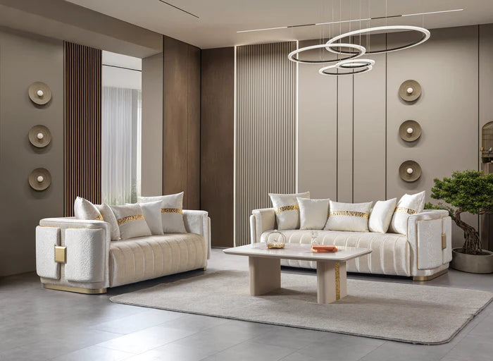 Carlina Ivory Velvet Loveseat