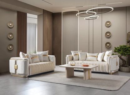 Carlina Ivory Velvet Loveseat