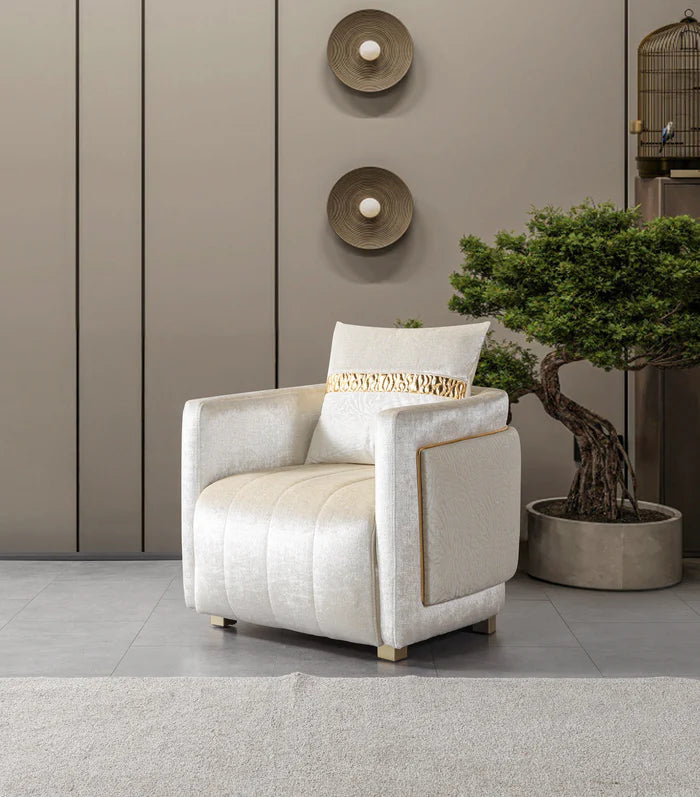 Carlina Ivory Velvet Chair