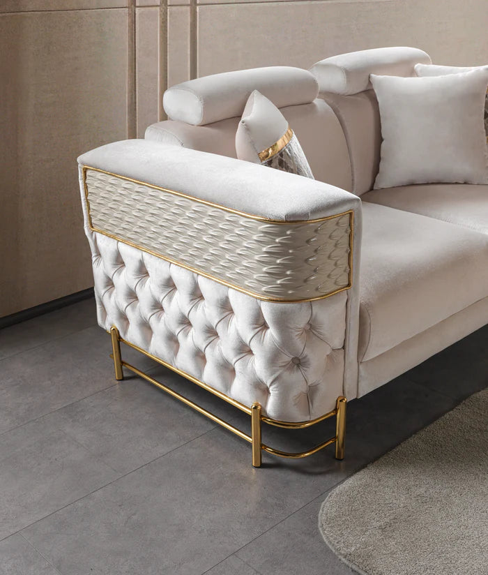 Fabiana Ivory Velvet Sofa &amp; Loveseat