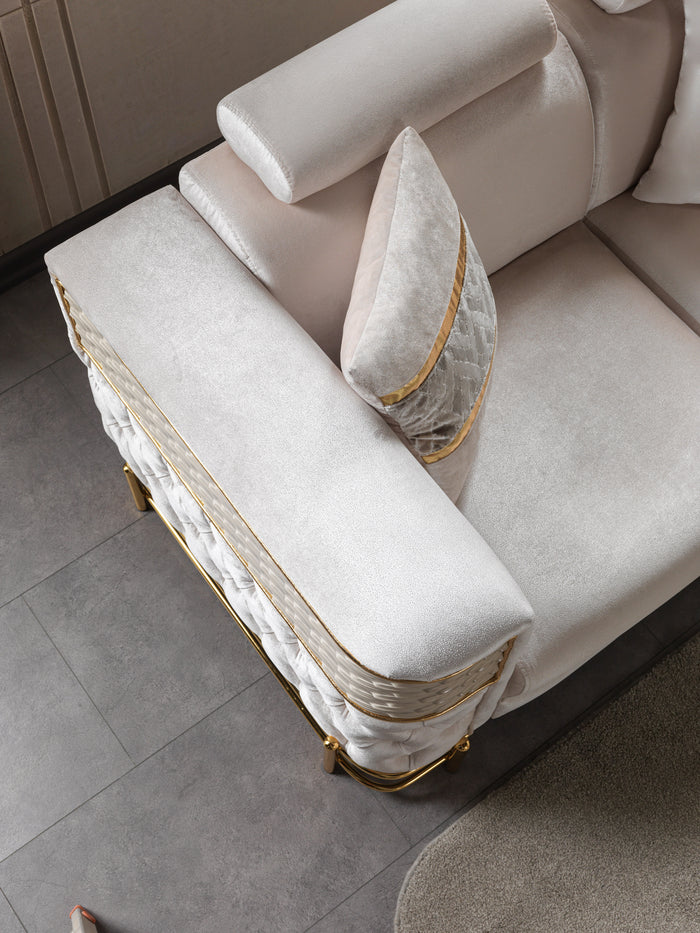 Fabiana Ivory Velvet Sofa