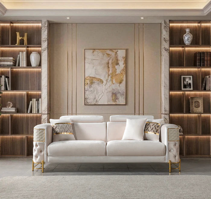 Fabiana Ivory Velvet Sofa &amp; Loveseat