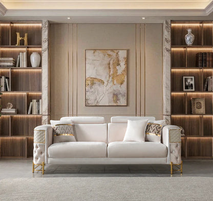 Fabiana Ivory Velvet Sofa &amp; Loveseat