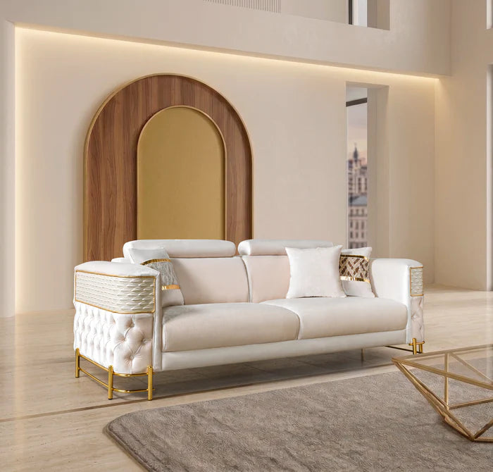 Fabiana Ivory Velvet Sofa &amp; Loveseat