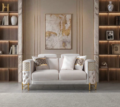 Fabiana Ivory Velvet Sofa &amp; Loveseat