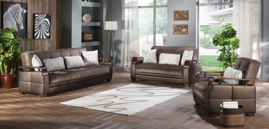 Natural Prestige Brown Living Room Set