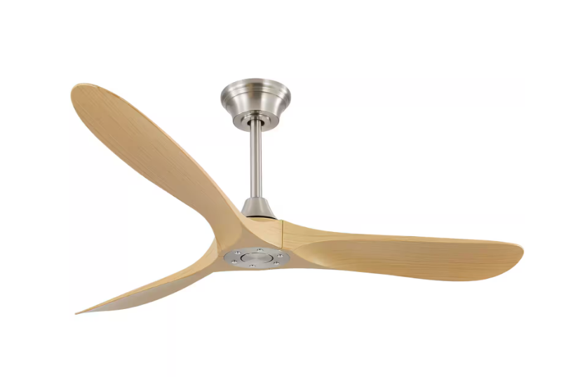 Ventilador de techo Sofucor de 60 pulgadas para interiores y exteriores, de níquel, sin luz, con control remoto y motor de CC de 6 velocidades.