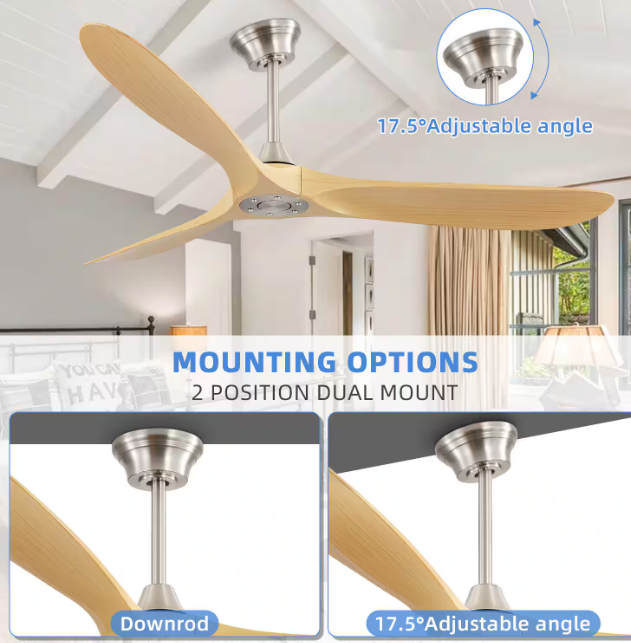 Sofucor 60 in. Indoor/Outdoor Nickel Ceiling Fan without Light, Remote Control and 6-Speed DC Motor