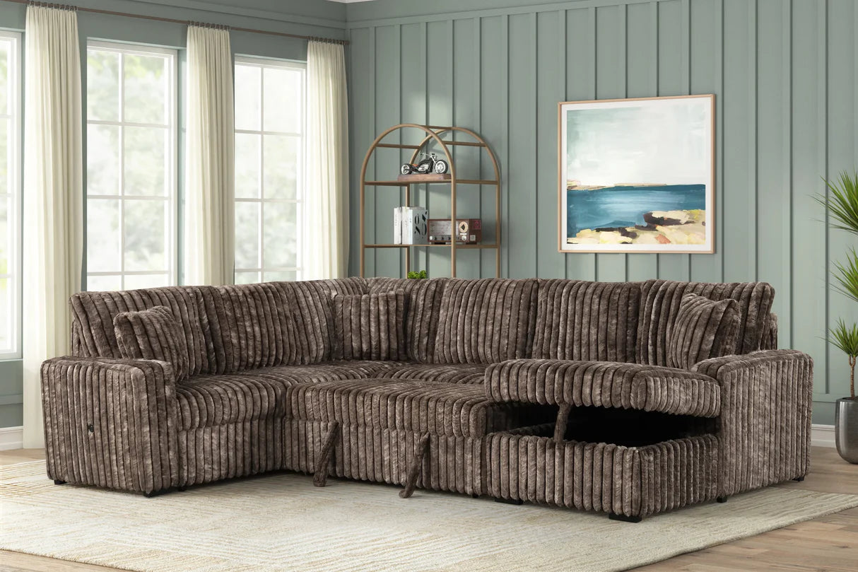 Sonic Brown Sleeper Sectional with Pull-Out Bed