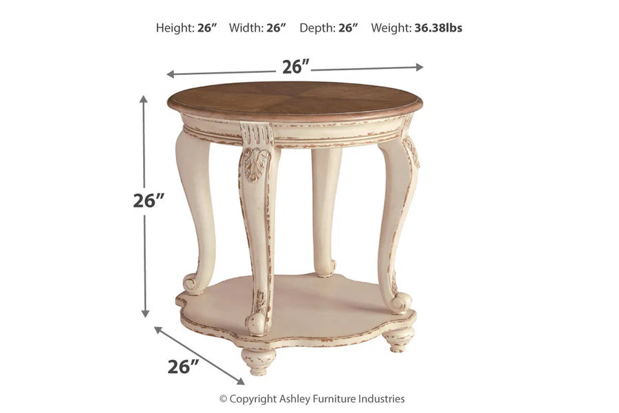 Realyn White End Table
