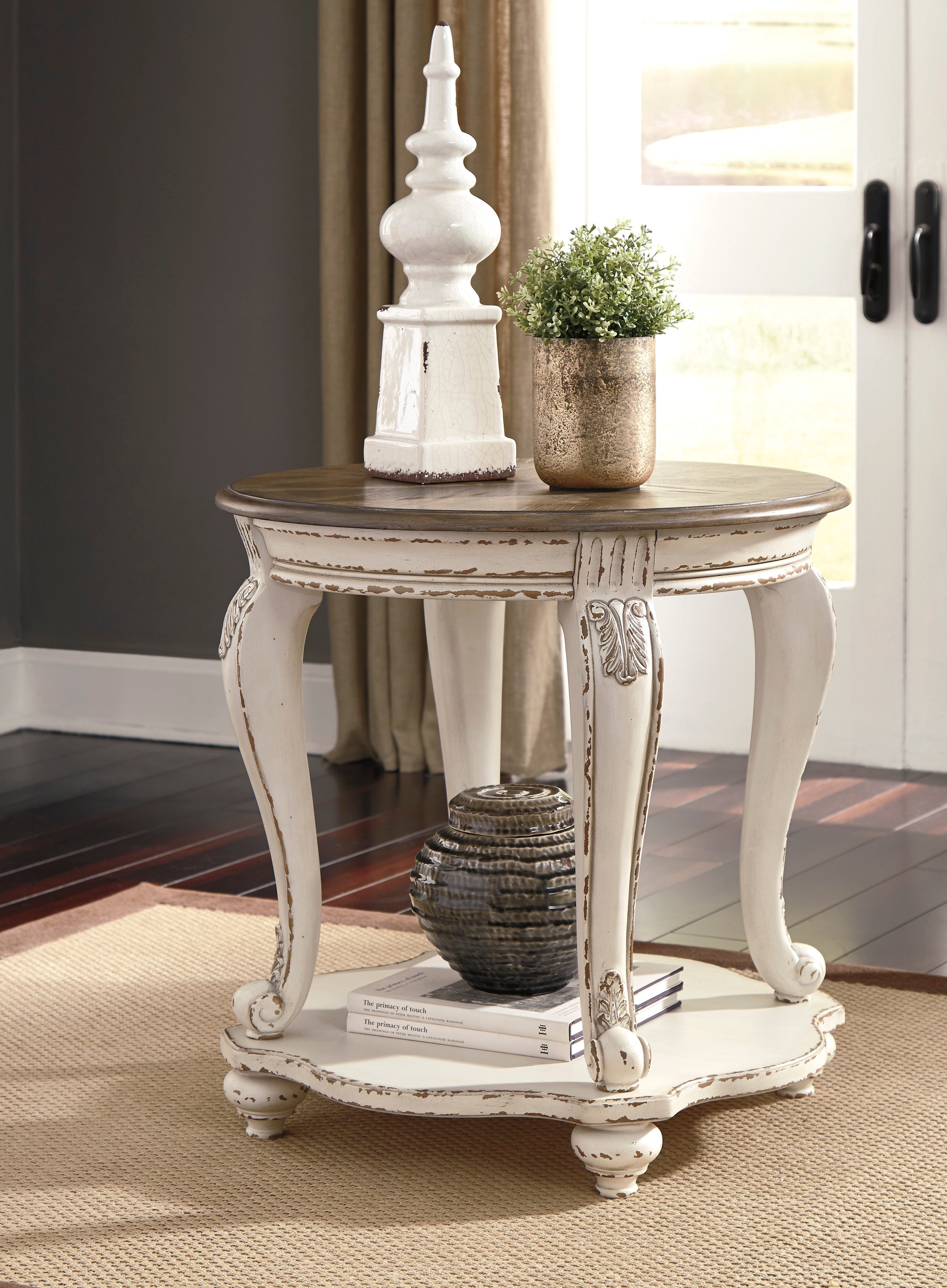 Realyn White/Brown End Table