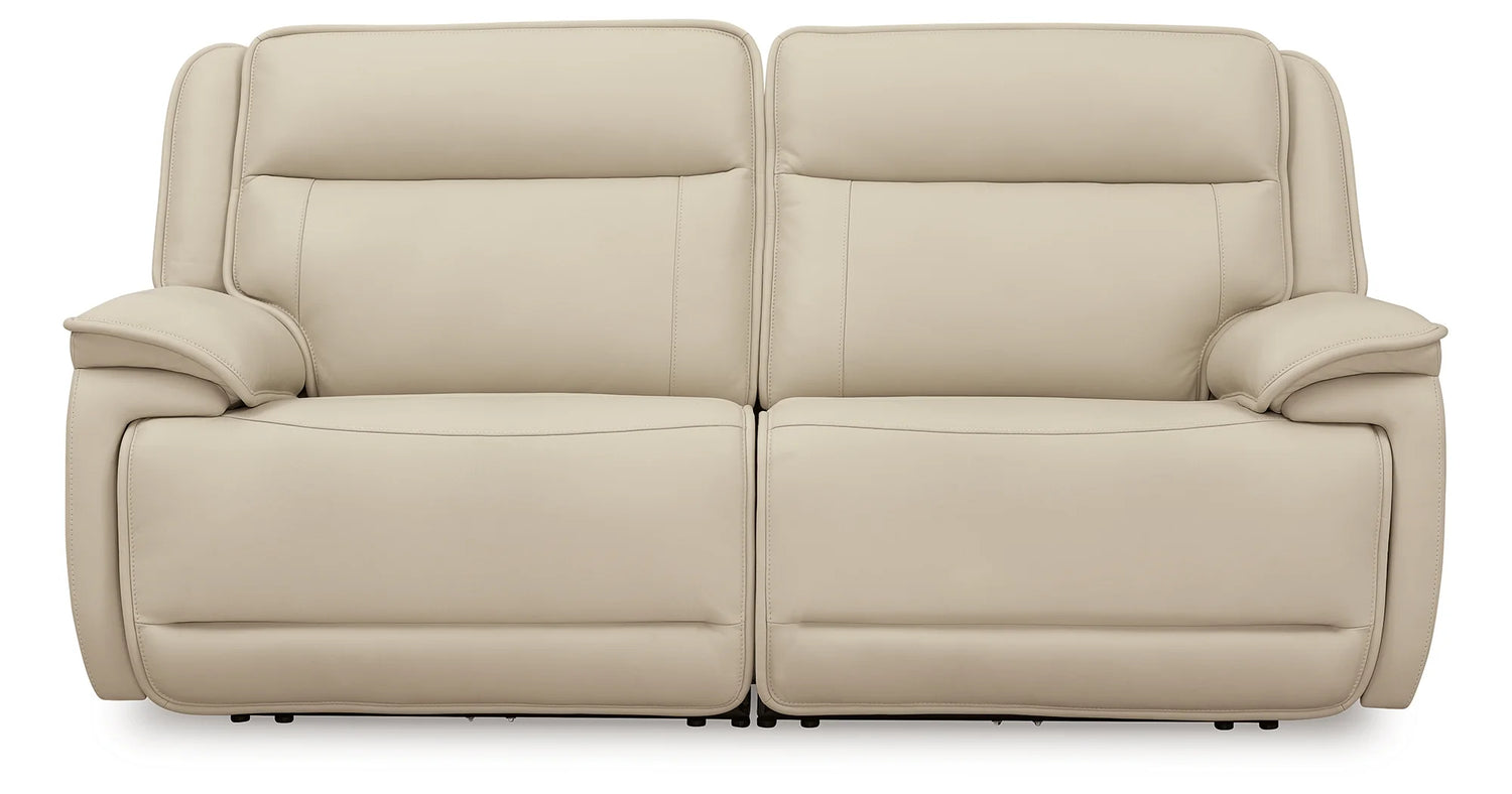 Double Deal Almond Power Reclining Loveseat with Adjustable Headrests