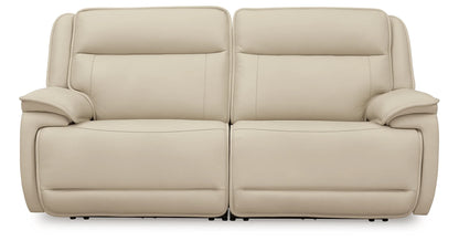 Double Deal Almond Power Reclining Loveseat with Adjustable Headrests