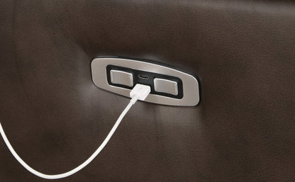 Leesworth Dark Brown Power Reclining Sofa