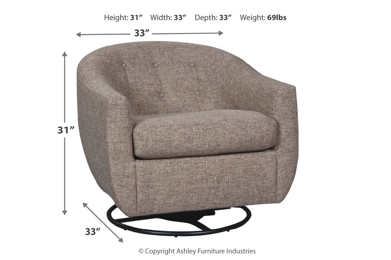 Upshur Taupe Swivel Accent Chair