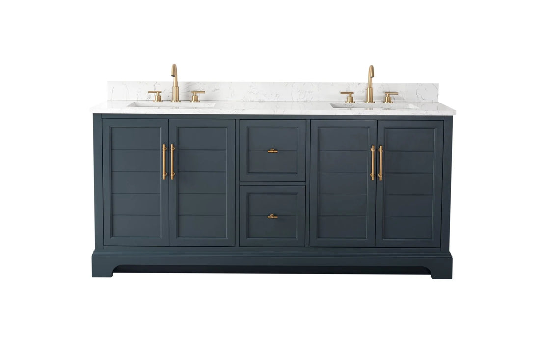 Vannes 72" Double Sink Bathroom Vanity Vintage Spruce Blue