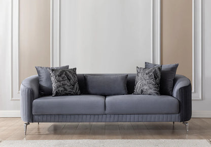 Sofá y loveseat de terciopelo marfil Helena
