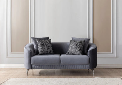 Sofá y loveseat de terciopelo marfil Helena