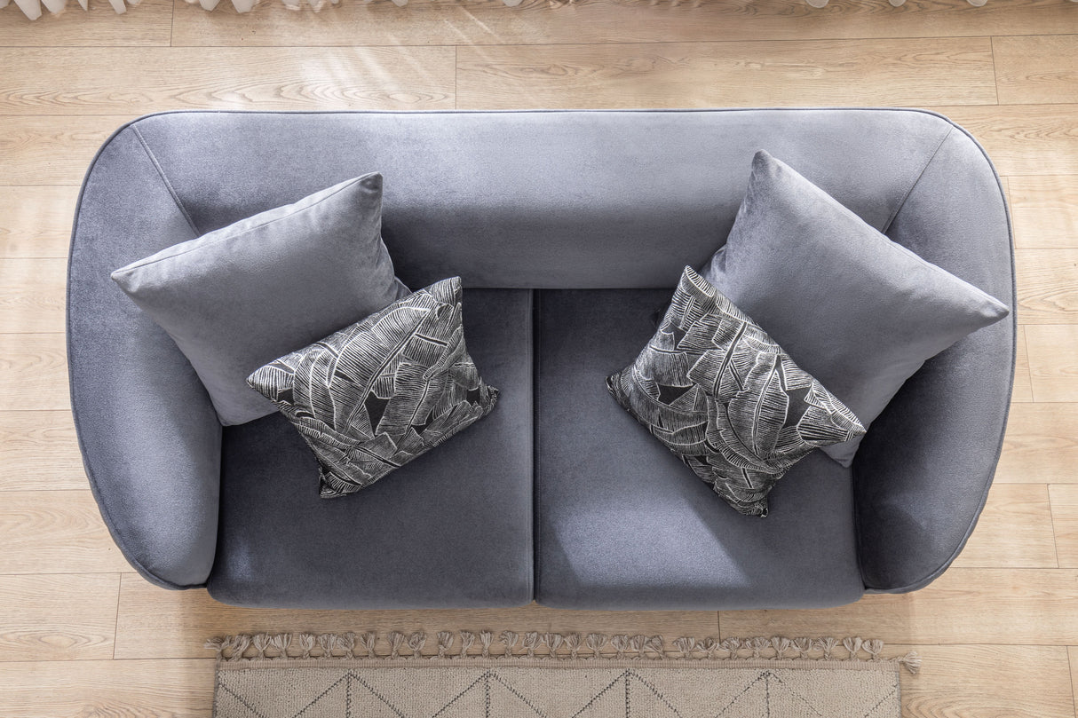 Sofá y loveseat de terciopelo marfil Helena