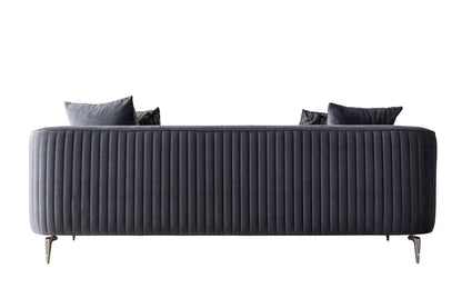 Sofá y loveseat de terciopelo marfil Helena
