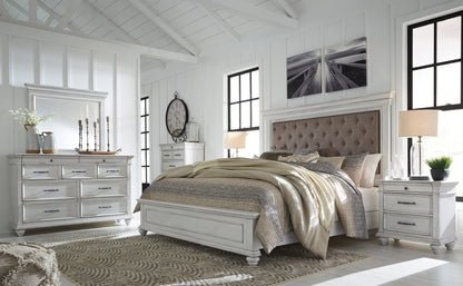 Kanwyn Whitewash Upholstered Panel Bedroom Set
