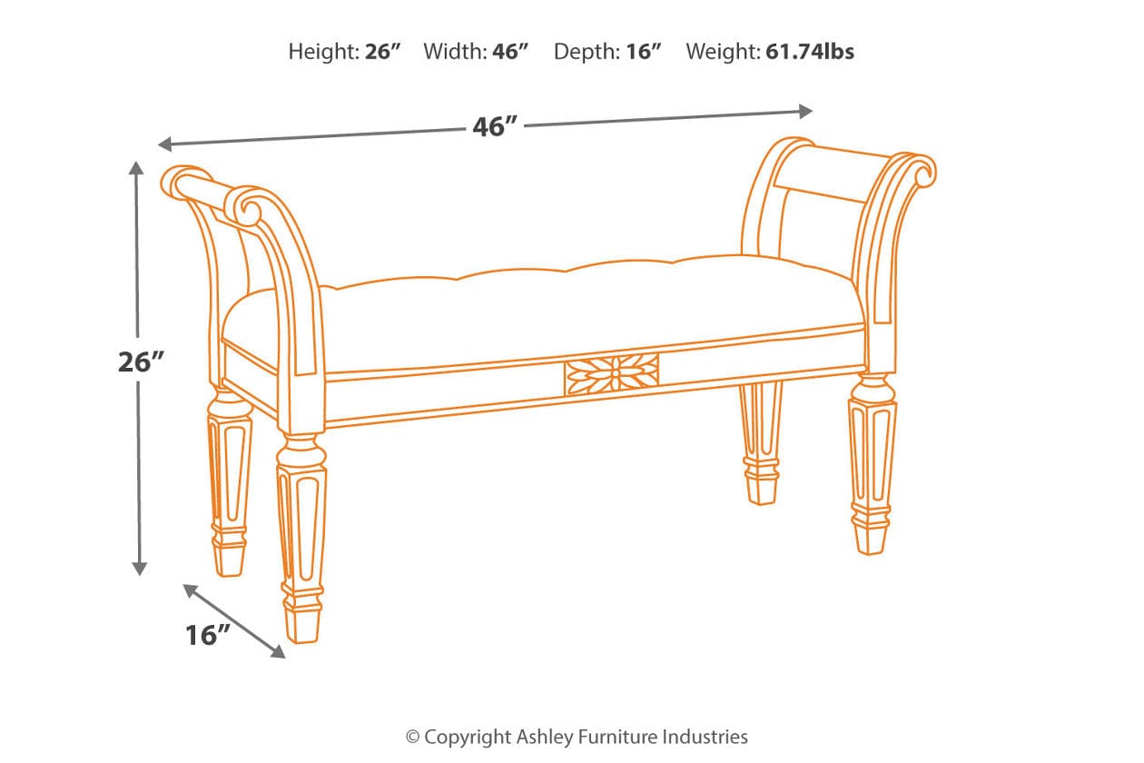 Realyn Antique White Accent Bench - Decohub Home