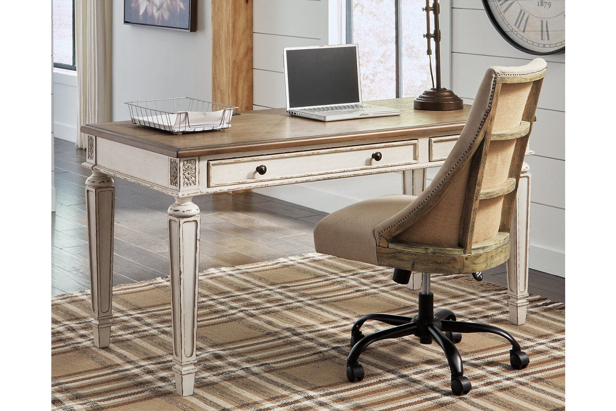 Realyn White/Brown 60&quot; Home Office Desk - Decohub Home