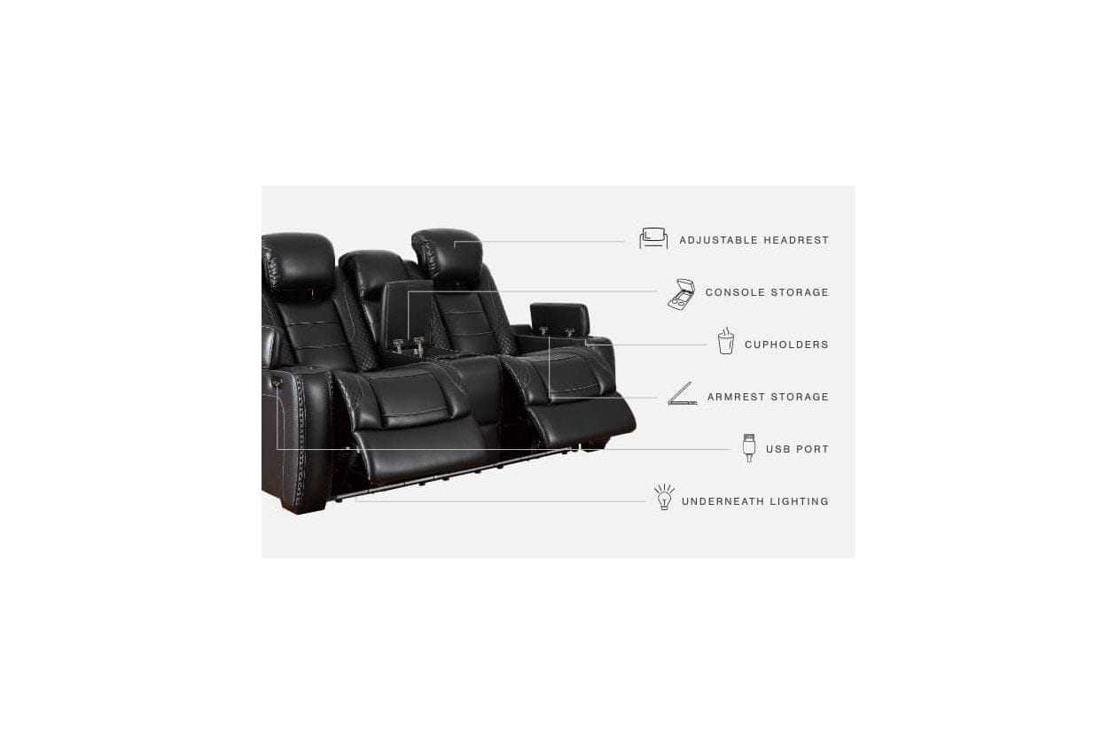 Party Time Power Reclining Loveseat with Console - Decohub Home