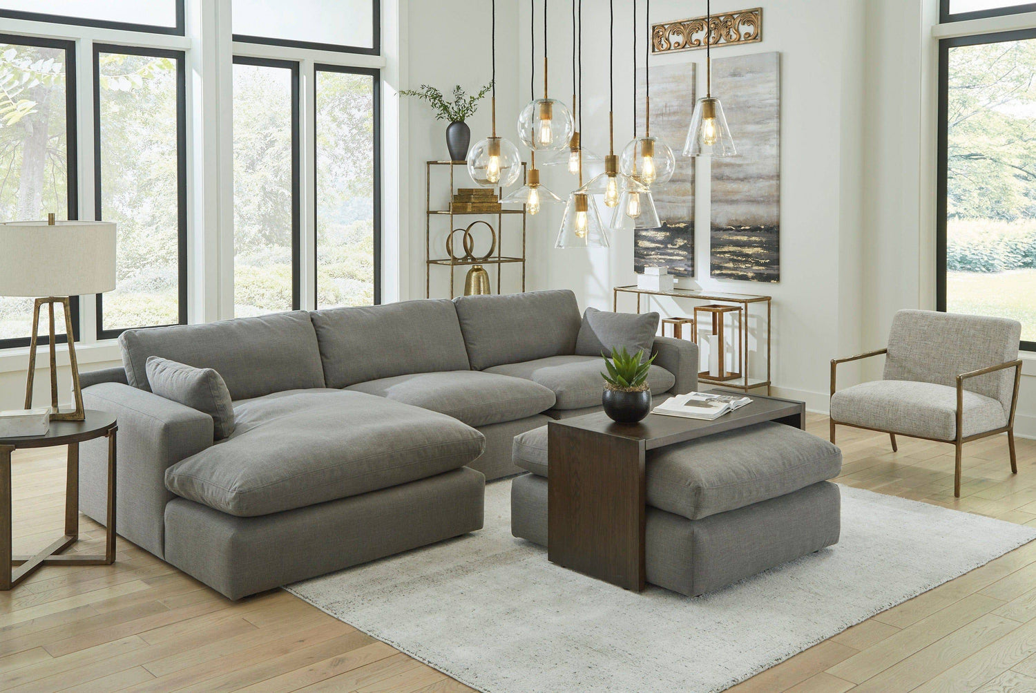 Elyza Linen 3-Piece Sectional with Left Arm Face Chaise - Decohub Home