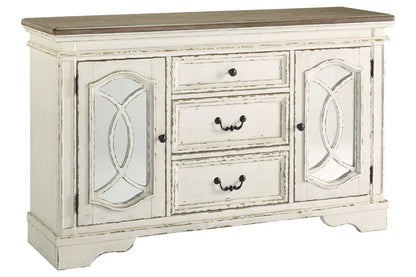 Realyn Chipped White Dining Server - Decohub Home