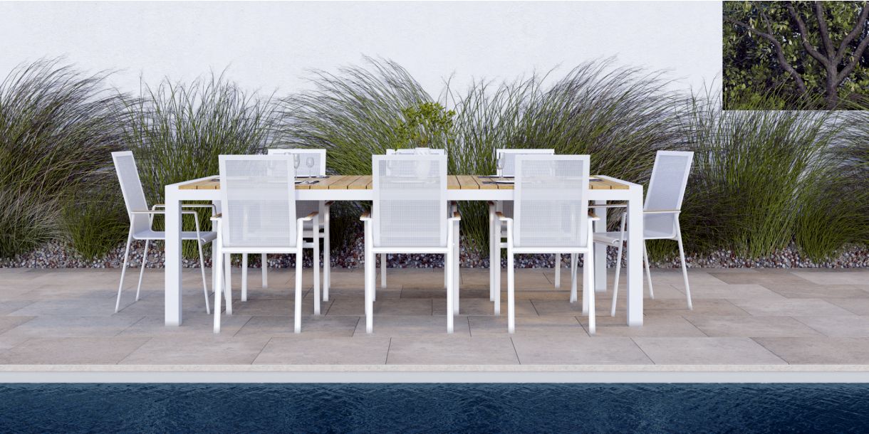 Aviana Outdoor Dining Set White (Table+6 chairs)