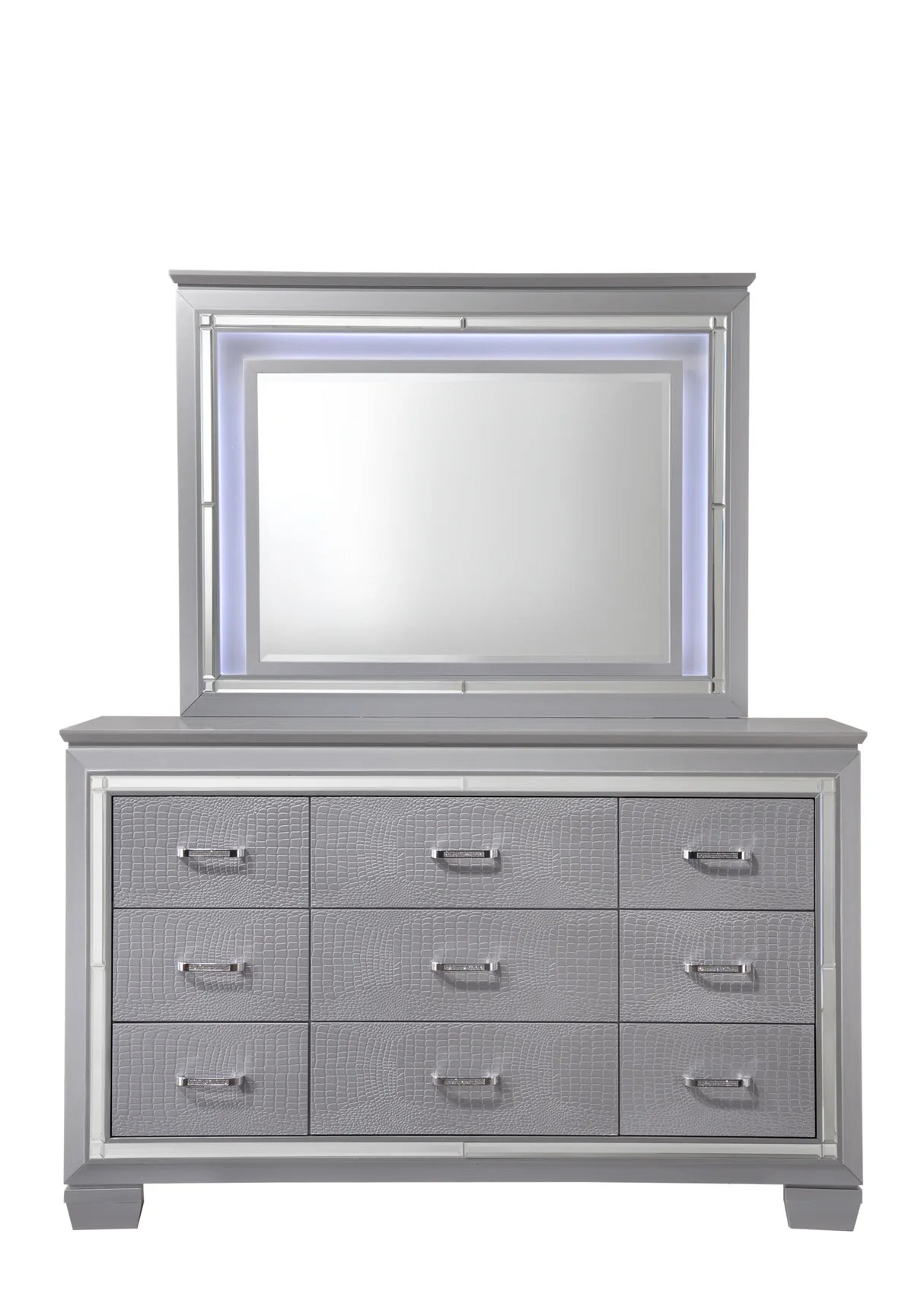 Lillian Silver LED Upholestered Bedroom Set