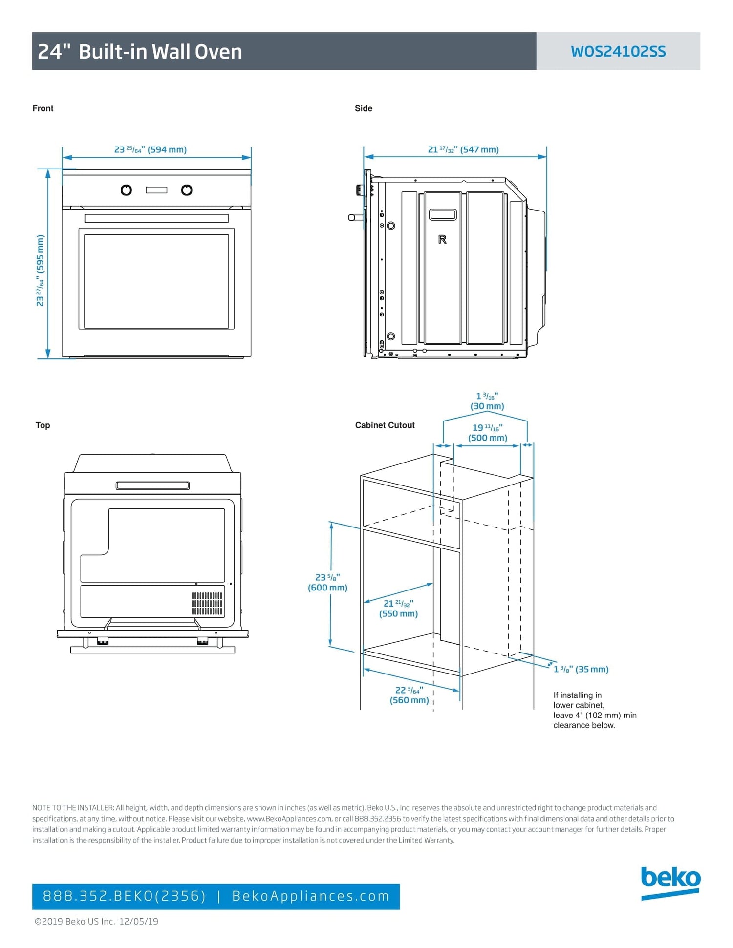 Beko 24&quot; Fingerprint Free Stainless Steel Electric Built In Single Oven - Decohub Home