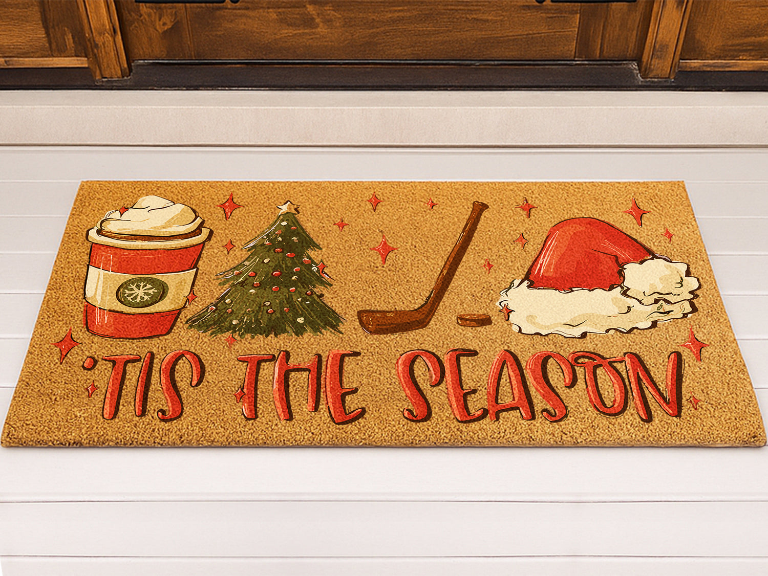Christmas Hockey Season Doormat