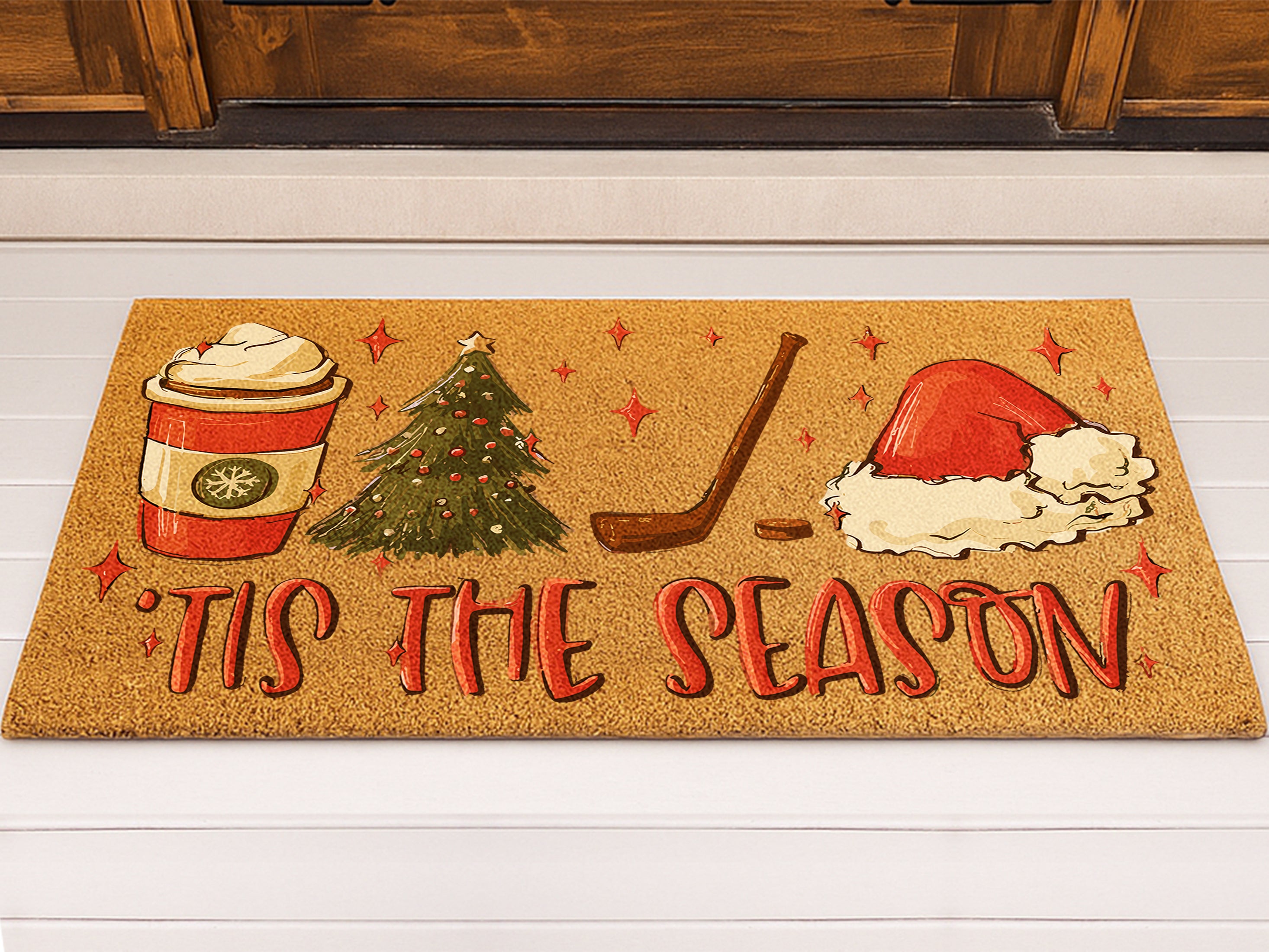 Christmas Hockey Season Doormat