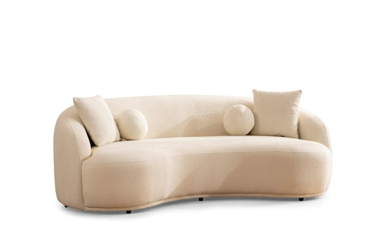 Sofá y loveseat de terciopelo marfil Helena