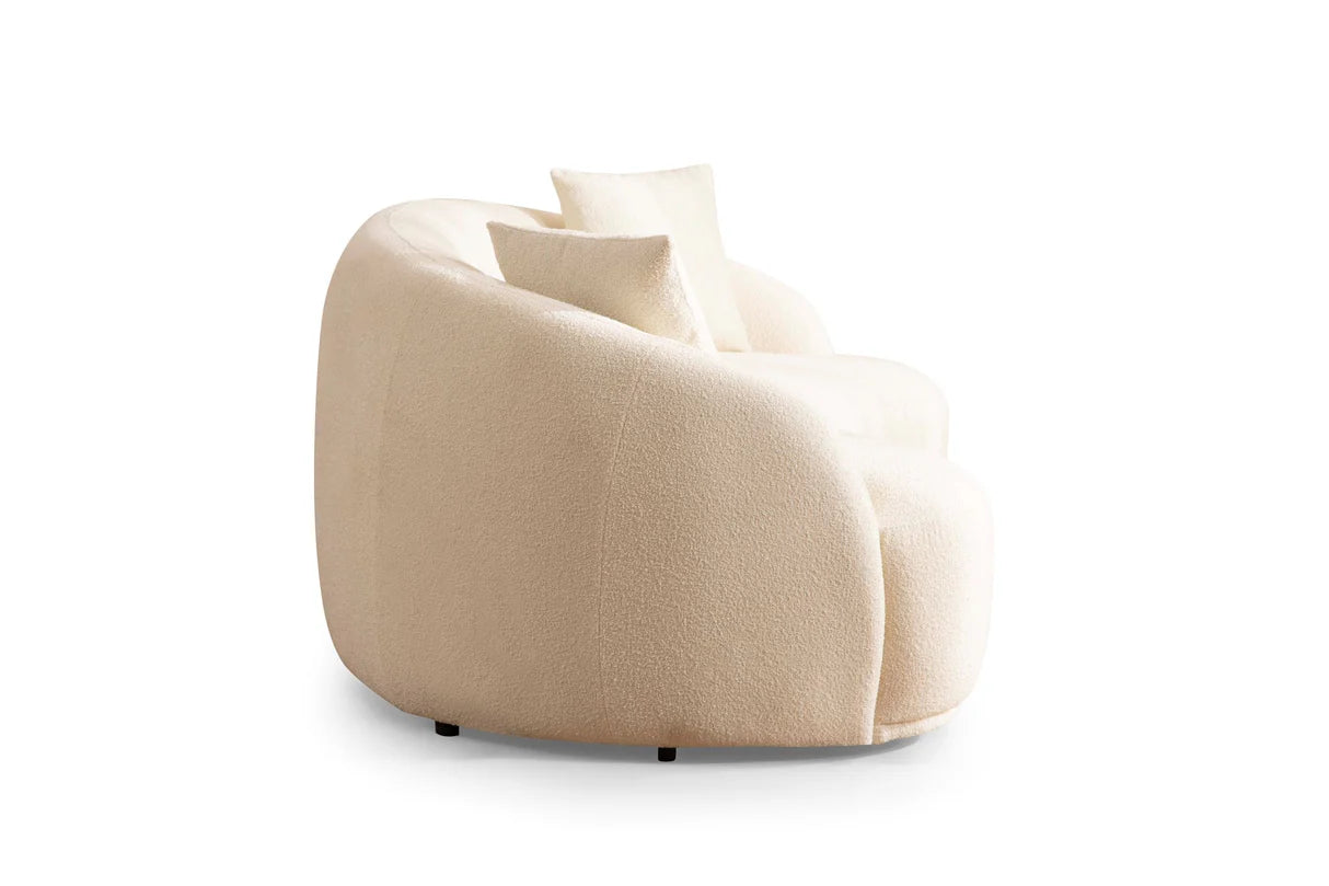 Sofá y loveseat de terciopelo marfil Helena