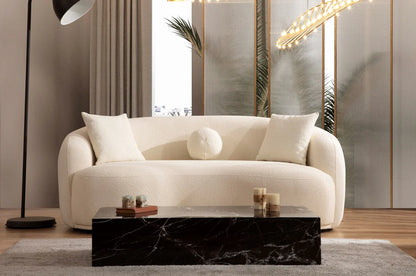 Sofá y loveseat de terciopelo marfil Helena