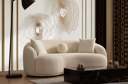 Sofá y loveseat de terciopelo marfil Helena