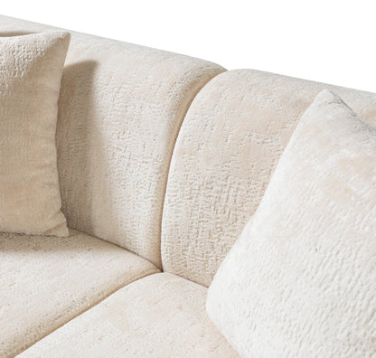Sofá y loveseat de terciopelo marfil Helena
