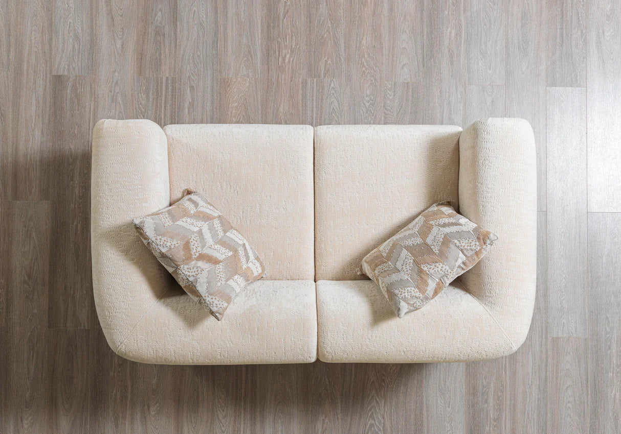 Sofá y loveseat de terciopelo marfil Helena